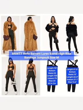 BNWTT Bella Barnett Lurex Blend High-Rise Bandage Jumpsuit Size M